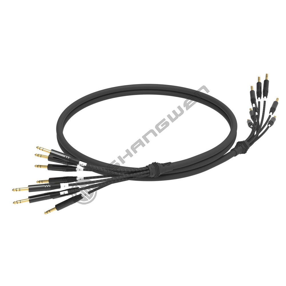 Multi channel audio cable with 4, 6, 8, 12, and 16 channels